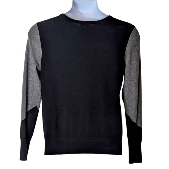 Cato Asymmetrical Pattern Sweater Black Cream Gray Size Large - Picture 2 of 7